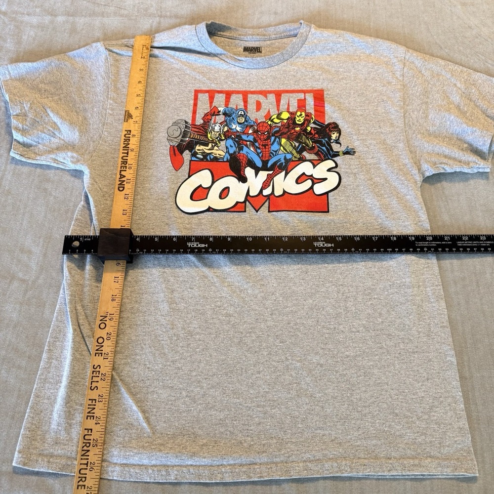 Marvel Comics T Shirt Adult Large Gray Spider Man Iron Man Avengers Graphic - Picture 3 of 4
